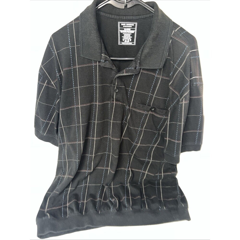 Safe Harbor Sportswear Polo Shirt Mens Size XL Black Vintage Stripped
